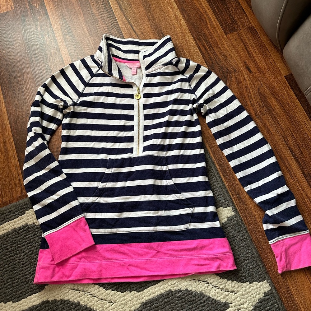 Lily Pulitzer pull over - blue, white, and pink